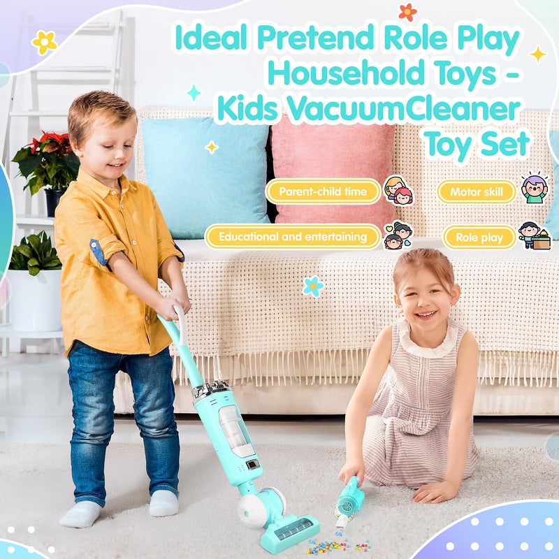 PLAY Kids Vacuum Cleaner Toy Set for Toddlers - 2PCS Toy Vacuum Sets for Toddlers 3+ Years Old with Sound Effects, Baby Play Vacuum Pretend Role Play Household Housekeeping Toys for Children Boys Girls - Image 3