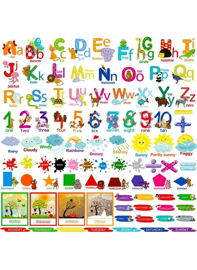 Chinco 9 Sheets Kids Alphabet Wall Decals Educational Number Wall Stickers Decals Colorful Abc Animal Learning Wall Decals Peel And Stick Removable Stickers For Toddlers Classroom Nursery Bedroom  - Image 1