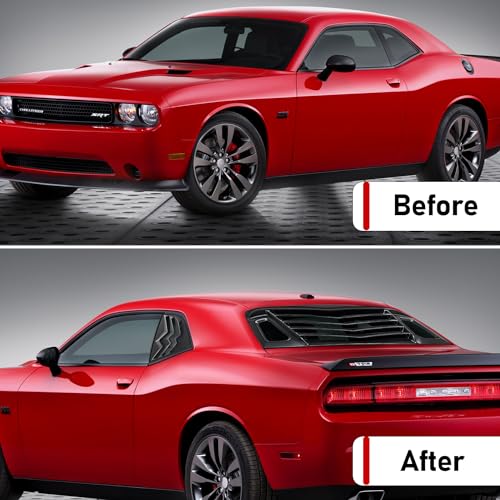 Camoo 3pcs Rear+Side Window Louver ABS Windshield Sun Shade Cover for Dodge Challenger 2008-2022 2023 in GT Lambo Style Matte Black - Image 5