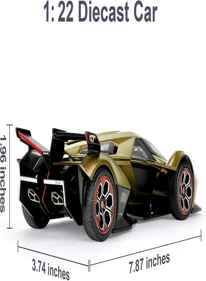 TONIRY Scale Exclusive Alloy Metal Pull Back Die-cast Car Model with Sound Light Mini Auto Toy for Kids Metal Model Toy Car with Sound and Light (1:22 Scale Lamborghini RANBO V12GT-GREEN) - Image 2