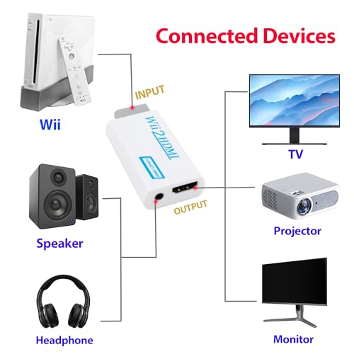 DTianSir Wii HDMI Adapter with AV Cable,Wii to HDMI Converter 1080P with 3.5mm Audio Jack,Compatible with All Nintendo Wii Display Modes - Image 3