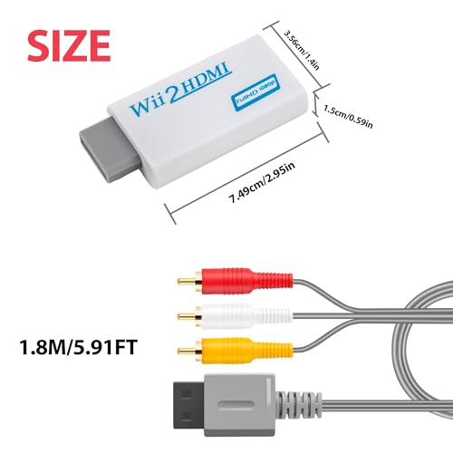 DTianSir Wii HDMI Adapter with AV Cable,Wii to HDMI Converter 1080P with 3.5mm Audio Jack,Compatible with All Nintendo Wii Display Modes - Image 2