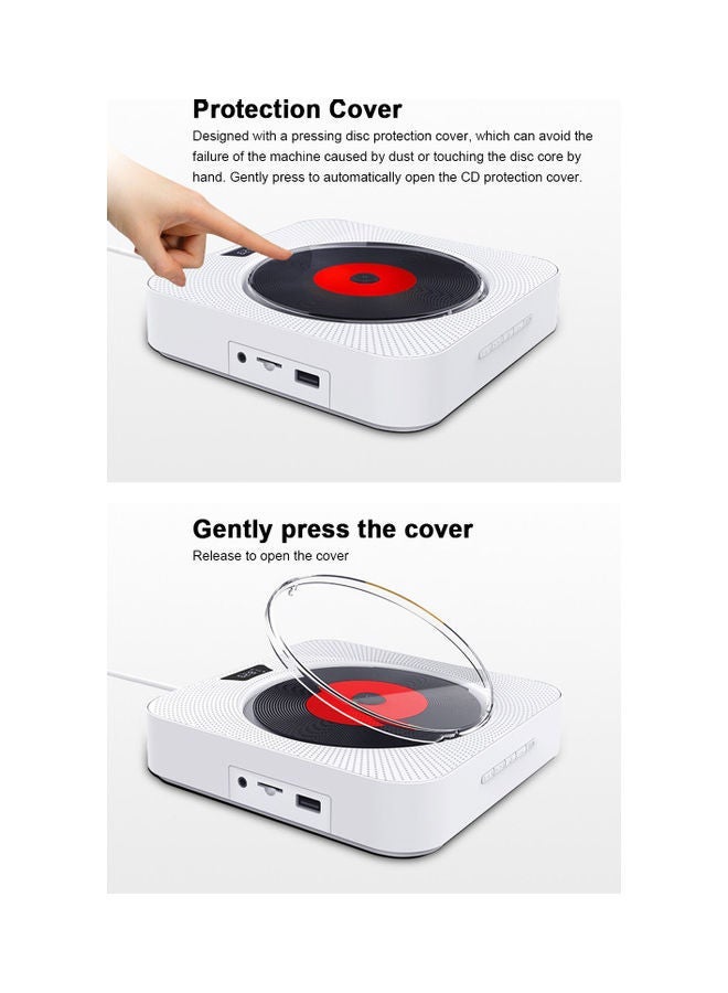 NIBEMINENT Wall Mounted CD Player with Remote Control LU-H634-2 White/Black/Red  - Image 5