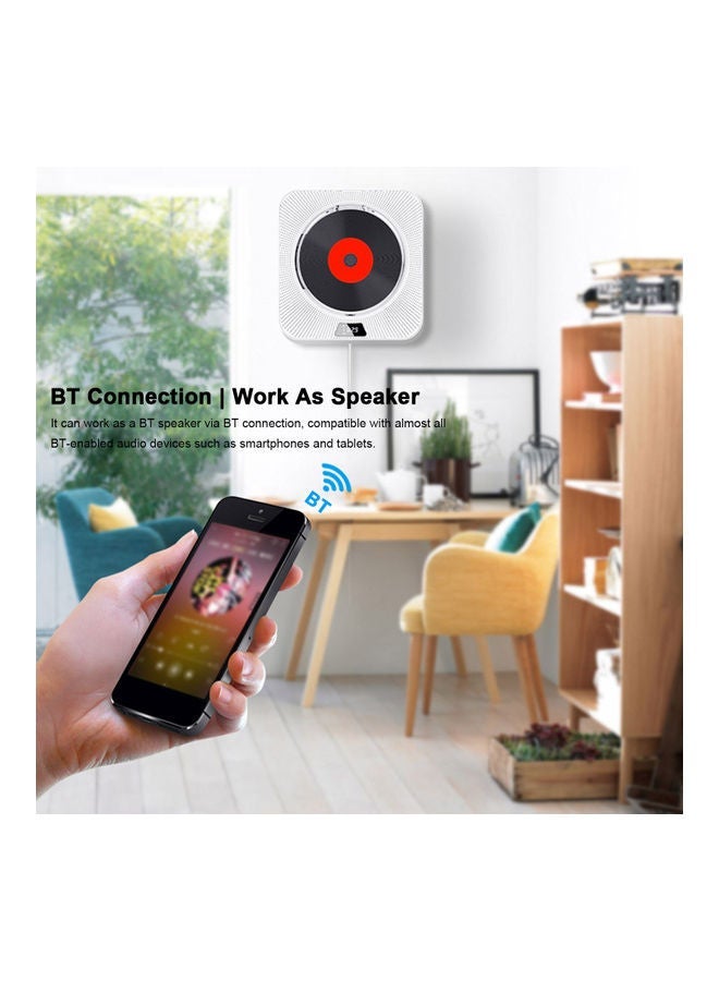 NIBEMINENT Wall Mounted CD Player with Remote Control LU-H634-2 White/Black/Red  - Image 3