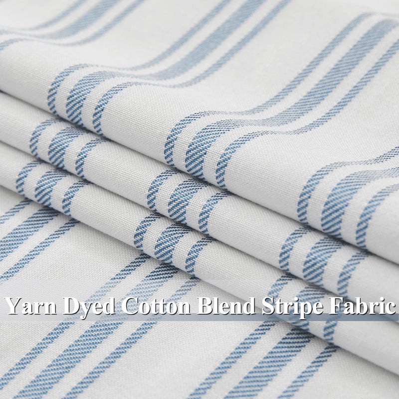 ZJDECOR Striped Full Blackout Curtains 95 Inches Long for Bedroom,Blue Stripe on White Cotton Blended Light Filteirng with Darkening Liner,Back Tab Rod Pocket Window Treatment,55" Wx95 L(Pack of 2) - Image 5