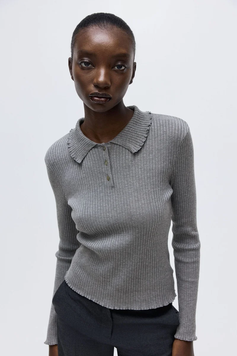 H&M Rib-knit polo jumper