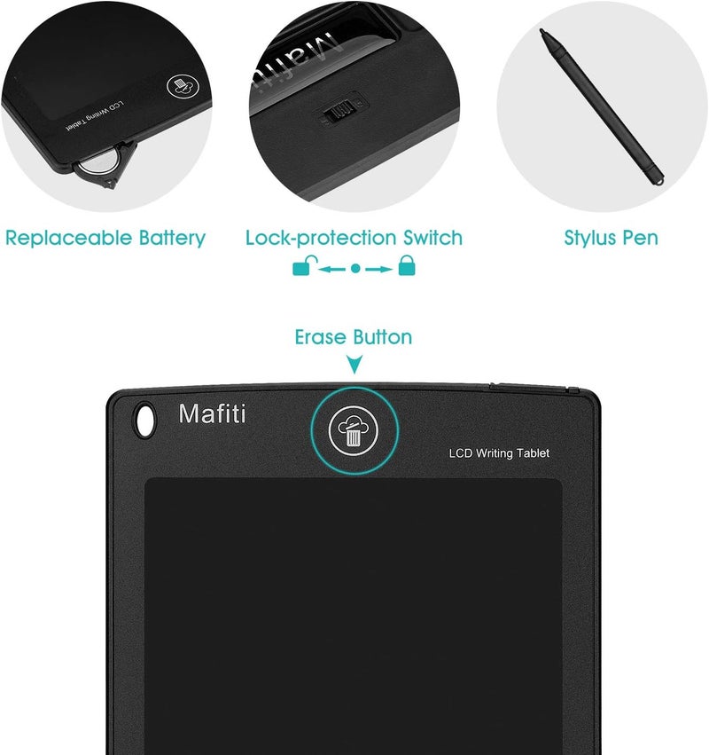 mafiti LCD Writing Tablet 8.5 Inch Electronic Writing Drawing Pad Portable Doodle Board Gifts for Kids Office Memo Home Whiteboard Black - Image 3