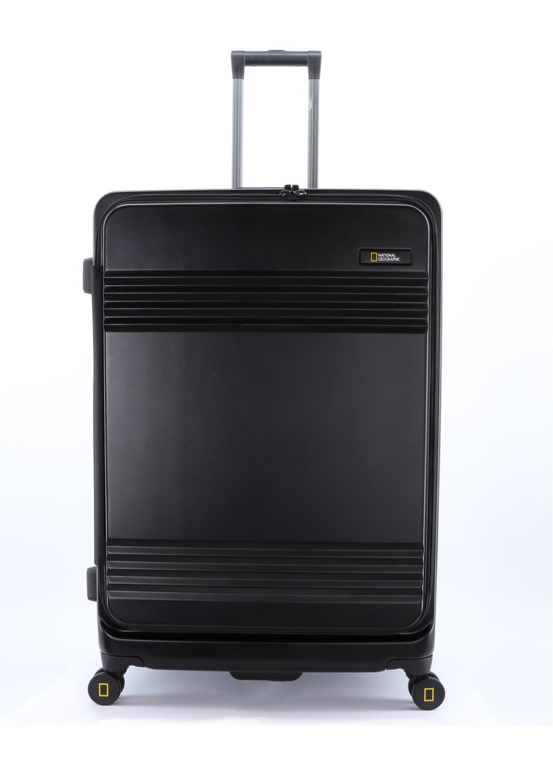 NATIONAL GEOGRAPHIC National Geographic Lodge Check-In Large Travel Suitcase, 100% PC Durable Lightweight Hard Shell Expandable Luggage, 4 Double Wheel, TSA Lock Trolley Bag Black (71 cm/24 Inch).  - Image 1