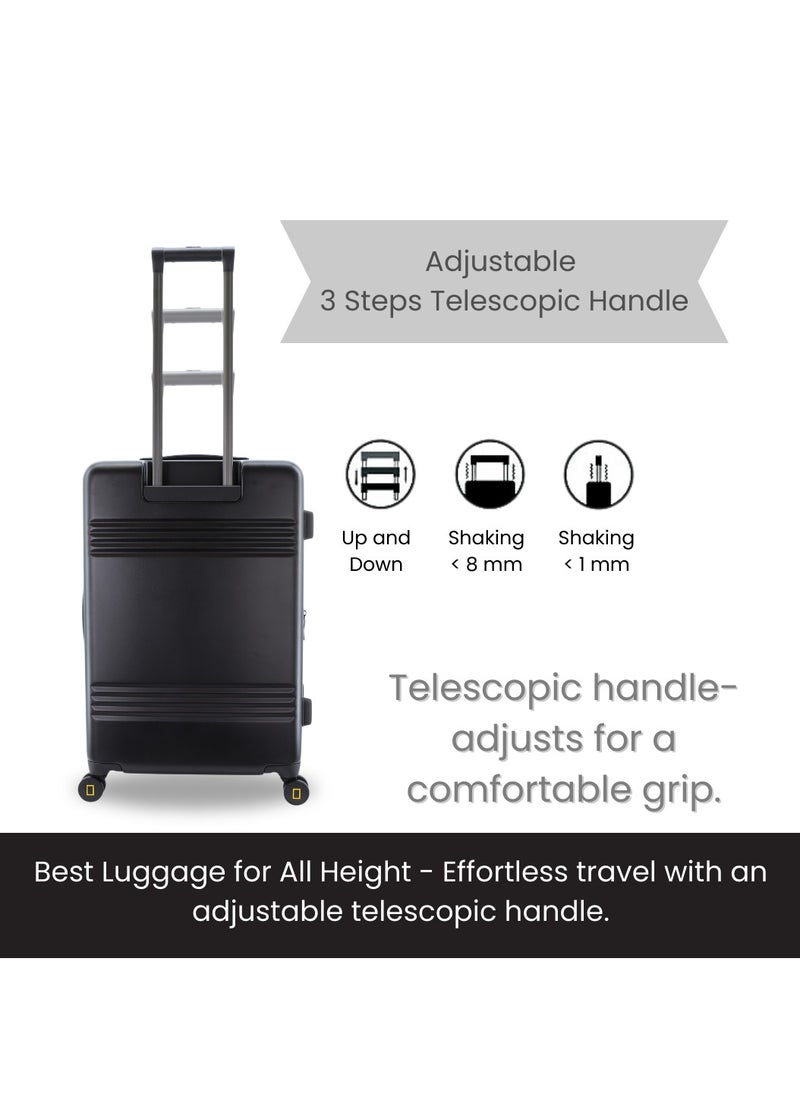 NATIONAL GEOGRAPHIC National Geographic Lodge Check-In Large Travel Suitcase, 100% PC Durable Lightweight Hard Shell Expandable Luggage, 4 Double Wheel, TSA Lock Trolley Bag Black (71 cm/24 Inch).  - Image 3
