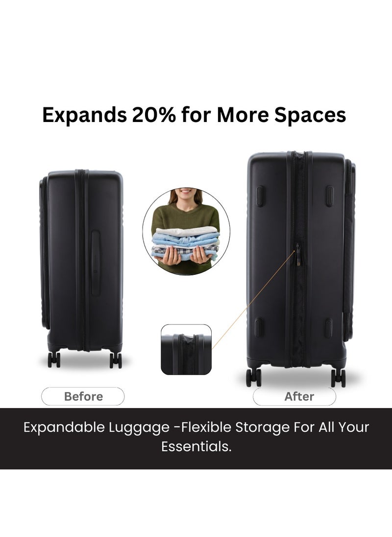 NATIONAL GEOGRAPHIC National Geographic Lodge Check-In Large Travel Suitcase, 100% PC Durable Lightweight Hard Shell Expandable Luggage, 4 Double Wheel, TSA Lock Trolley Bag Black (71 cm/24 Inch).  - Image 4