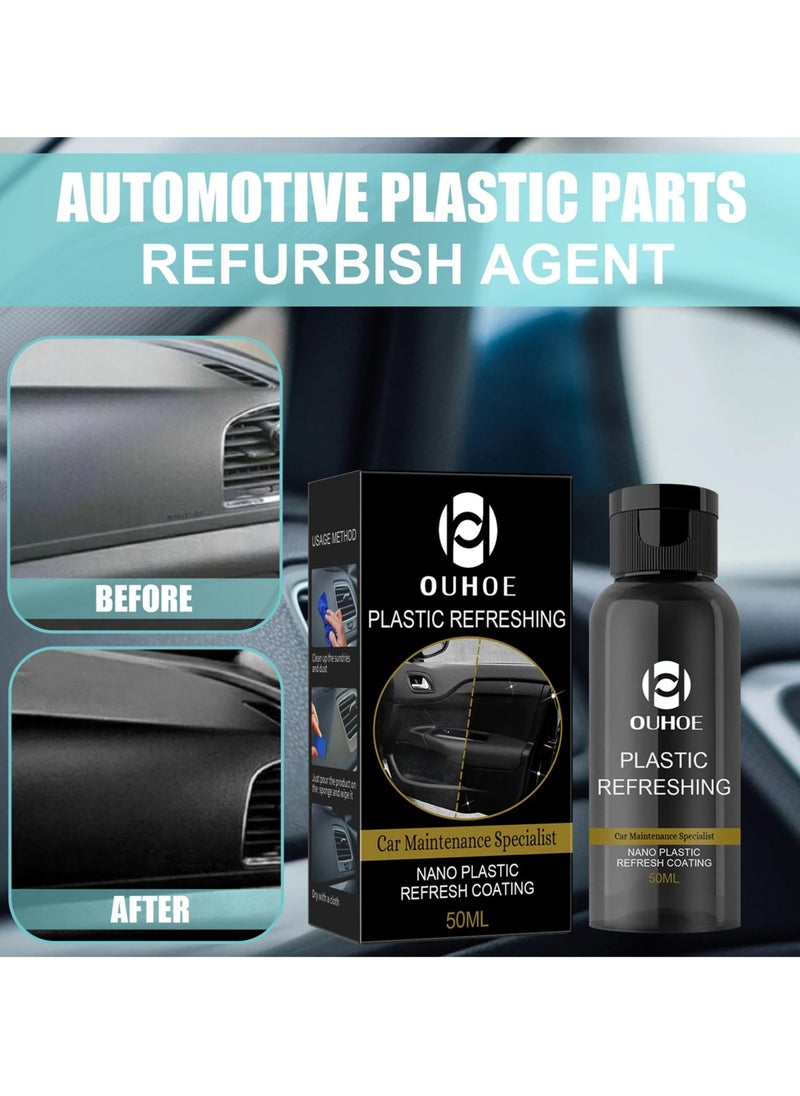 OUHOE - Car Plastic Parts Refurbish Agent, Quick Car Plastic Restorer Cream, Plastic Revitalizing Coating Agent,  Automotive Plastic Retreading Agent For Car Interior Cleaning, (OUHOE Set A 50ml) - Image 1