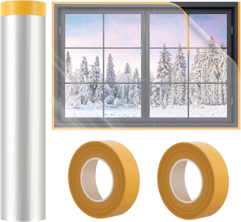 UJG 63'' x 197'' Window Insulation Kit, Window Insulation for Winter, POF Window Sealer for Winter, Insulates Indoor Windows Keep Warm for Weatherproofing Window Film for Winter Window Covering-1PCS - Image 1