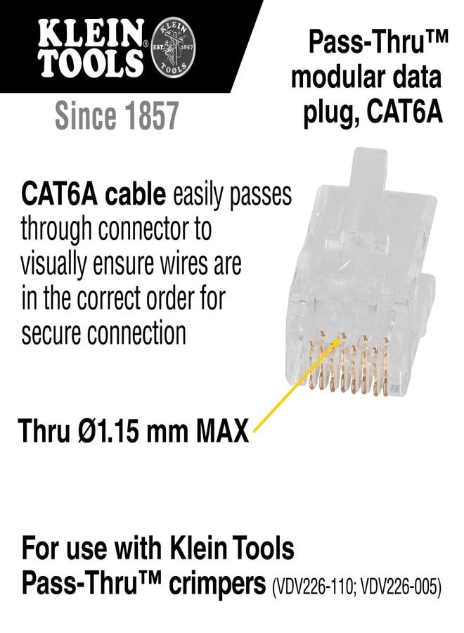 Klein Tools VDV826-704 Modular Data Plug for CAT6A and Larger Diameter CAT6 Indoor or Outdoor Ethernet Cable, 50 Pack - Image 2