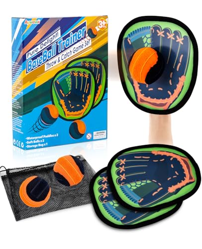 Aywewii Toss and Catch Ball Game Baseball Glove Style Toddler Activity Toys for Boys Girls 3 4 5 68 Year Old Birthday Gifts Easter Basket Stuffers Kids Outdoor Indoor Games for Beach Yard Lawn - Image 1