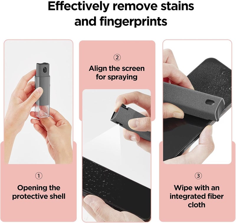 YTT Screen Cleaner, All-in-One Spray & Wipe Cleaner, with Transparent Protective Shell for All Phones, Laptop and Tablet Screens (Gray) - Image 5