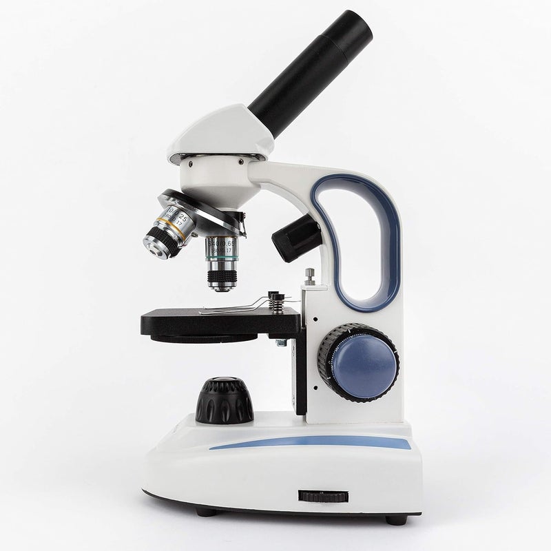 AmScope AmScope M158C2LE2 Compound Monocular Microscope WF10x and WF25x Eyepieces 40x1000x Magnification Upper and Lower LED Illumination Brightfield SingleLens Condenser Coaxial Coarse and Fine Focus Plain Stage 110V Includes 2MP Camera and Software  - Image 3