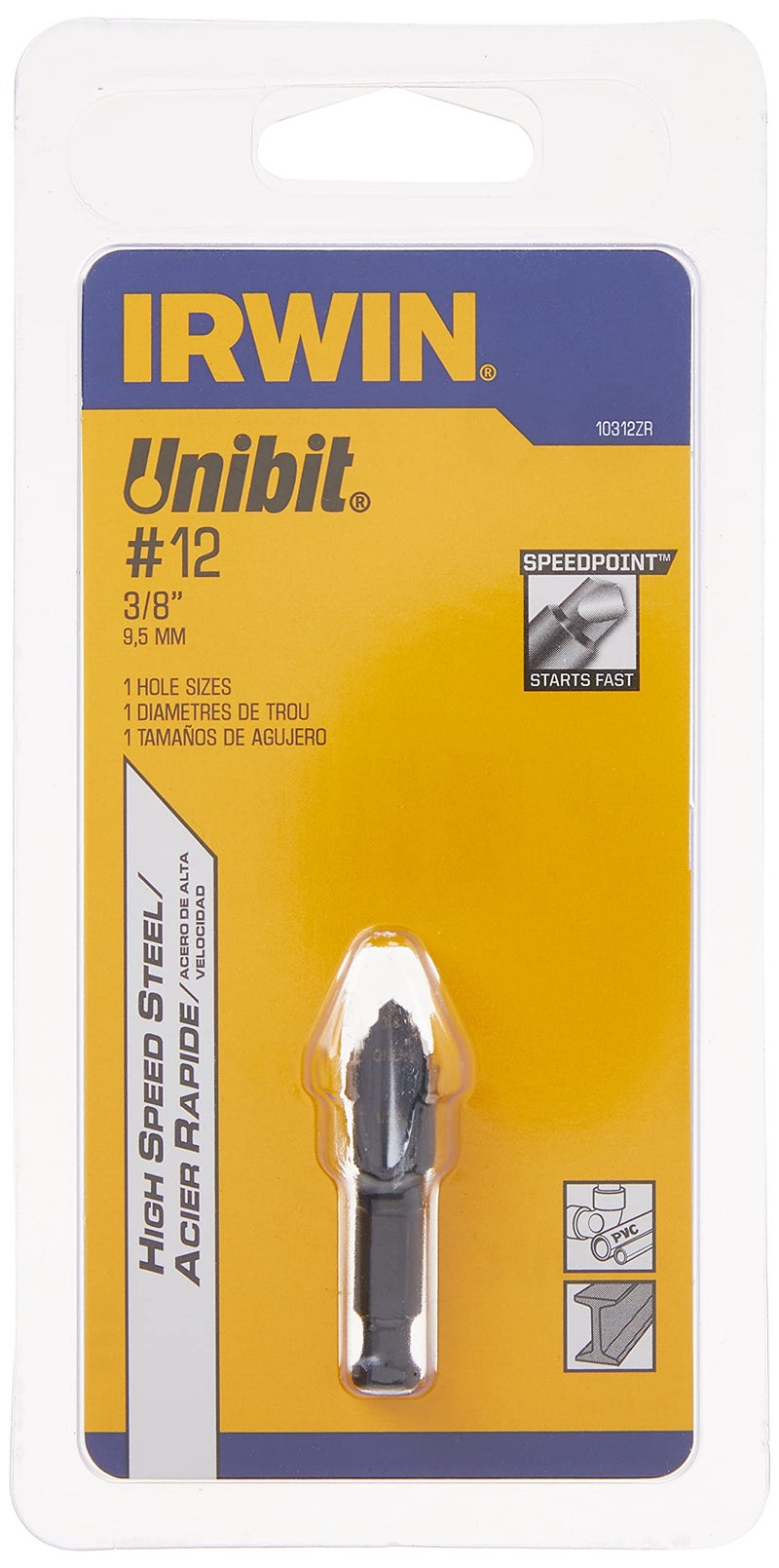 Irwin Tools - 10312ZR Unibit #12 3/8-Inch Step-Drill Bit, 1/4-Inch Shank (10312) Black - Image 4