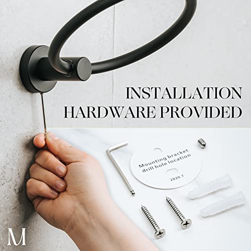 MARMOLUX ACC Matte Black Towel Rings (2 Pack) - Modern Hand Towel Holders for Bathroom Wall - Round Stainless Steel Bathroom Towel Racks - Black Towel Hangers for Bathroom - Towel Holder Bathroom - Image 4