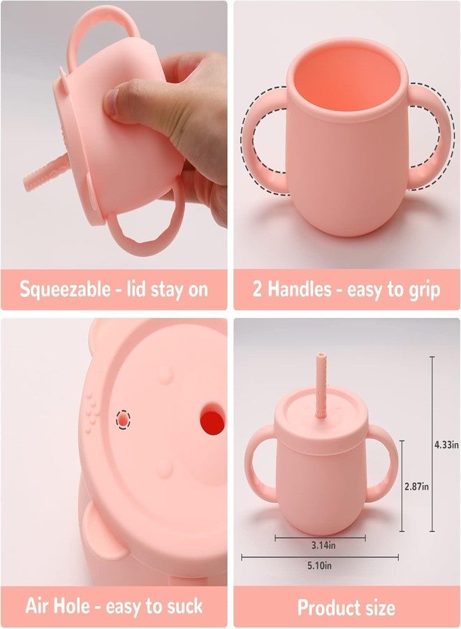 Mom's Aura 2-in-1 Silicone Baby Cups with Straw and Lid for Snacks, 8.5 oz Spill-Proof Sippy Cups, Training Cup for Toddlers Ages (Yellow 2 in 1) - Image 2