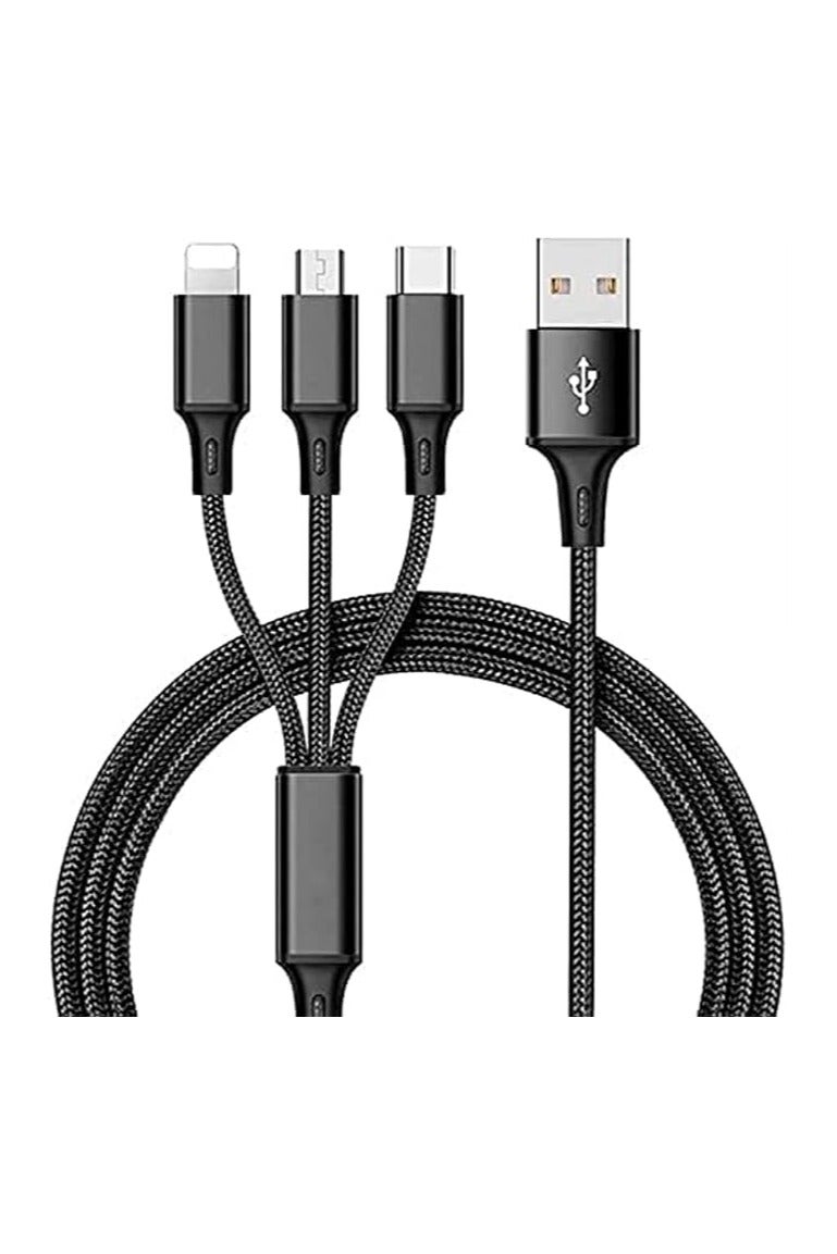 ZO7 Multi Charging Cable 4FT, 3 in 1 Charging Cable Nylon Braided Fast Charging Cord with IP Type-C Micro USB Connectors Compatible with IPhone & Android, Tablets and More winmax - Image 1