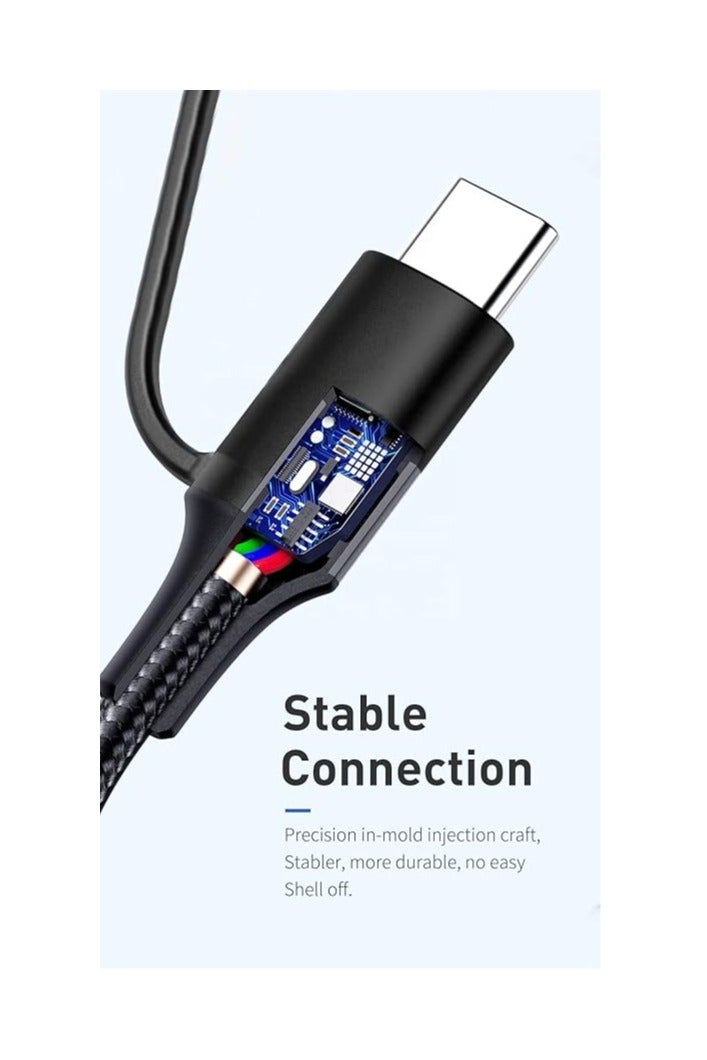 ZO7 Multi Charging Cable 4FT, 3 in 1 Charging Cable Nylon Braided Fast Charging Cord with IP Type-C Micro USB Connectors Compatible with IPhone & Android, Tablets and More winmax - Image 2