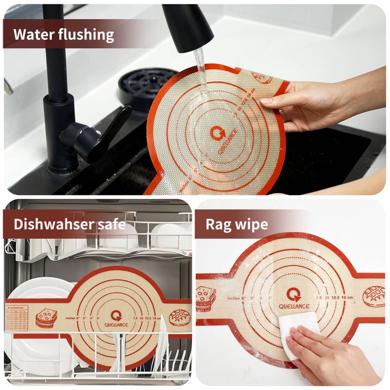 Quellance Silicone Sourdough Bread Sling Mat - 2Set Round Dough Baking Slings For Dutch Oven, NonStick High Degree Kitchen Sourbread Making Loaf Pan Lifter Liner, Reusable Cooking Transfer Mats with Long Handle - Image 5
