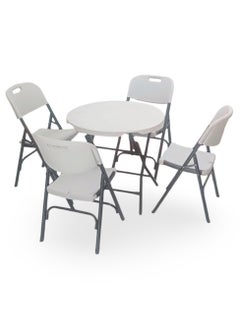 SunBoat Commerce 5-Piece Folding dining furniture set [Outdoor & Indoor] 80cm table with four Off-white chairs  - Image 1