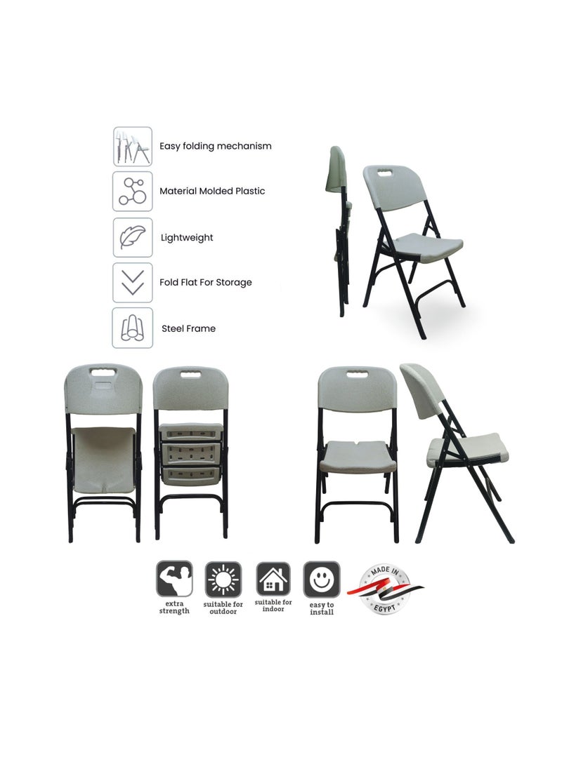 SunBoat Commerce - 5-Piece Folding dining furniture set [Outdoor & Indoor] 80cm table with four Off-white chairs - Image 1