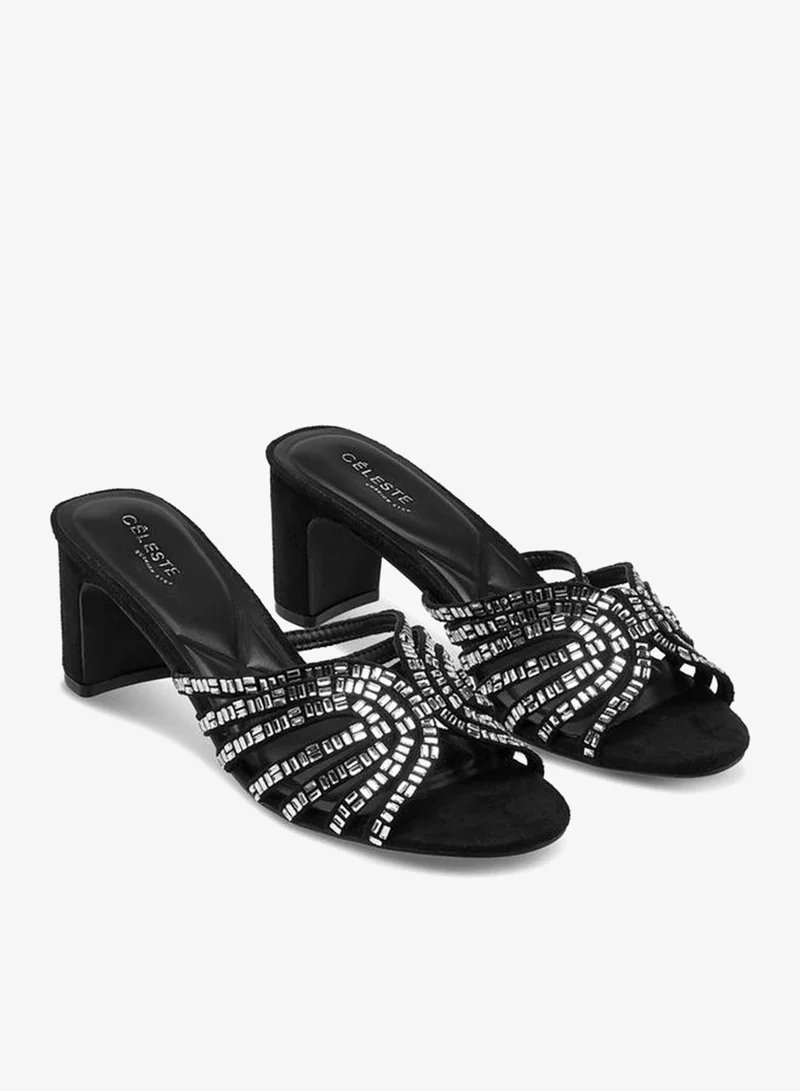 سيليست صنادل بكعب عريض مزينة لمجموعة رمضان النسائية