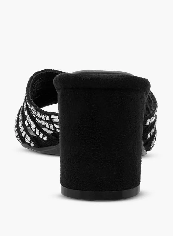Celeste BLACK Women Embellished Block Heel Sandals for Women | Best Price UAE