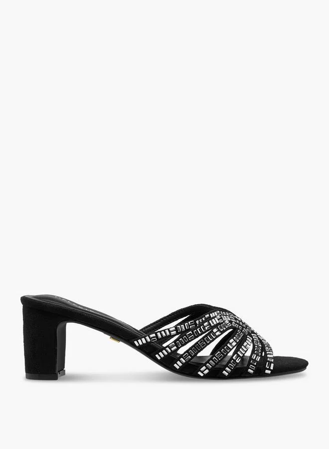 Celeste BLACK Women Embellished Block Heel Sandals for Women | Best Price UAE