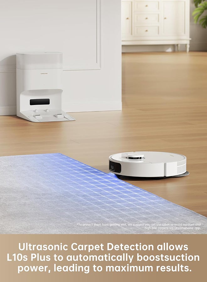 Dreame L10s Plus Robot Vacuum Cleaner, 7000 Pa, Vacuum Robot with Dust Collection Up to 90 days, DuoScrub™ Mopping System, Automatic Mop Lifting, Ultrasonic Carpet Detection, Dreame 40 W L10S PLUS White - Image 5