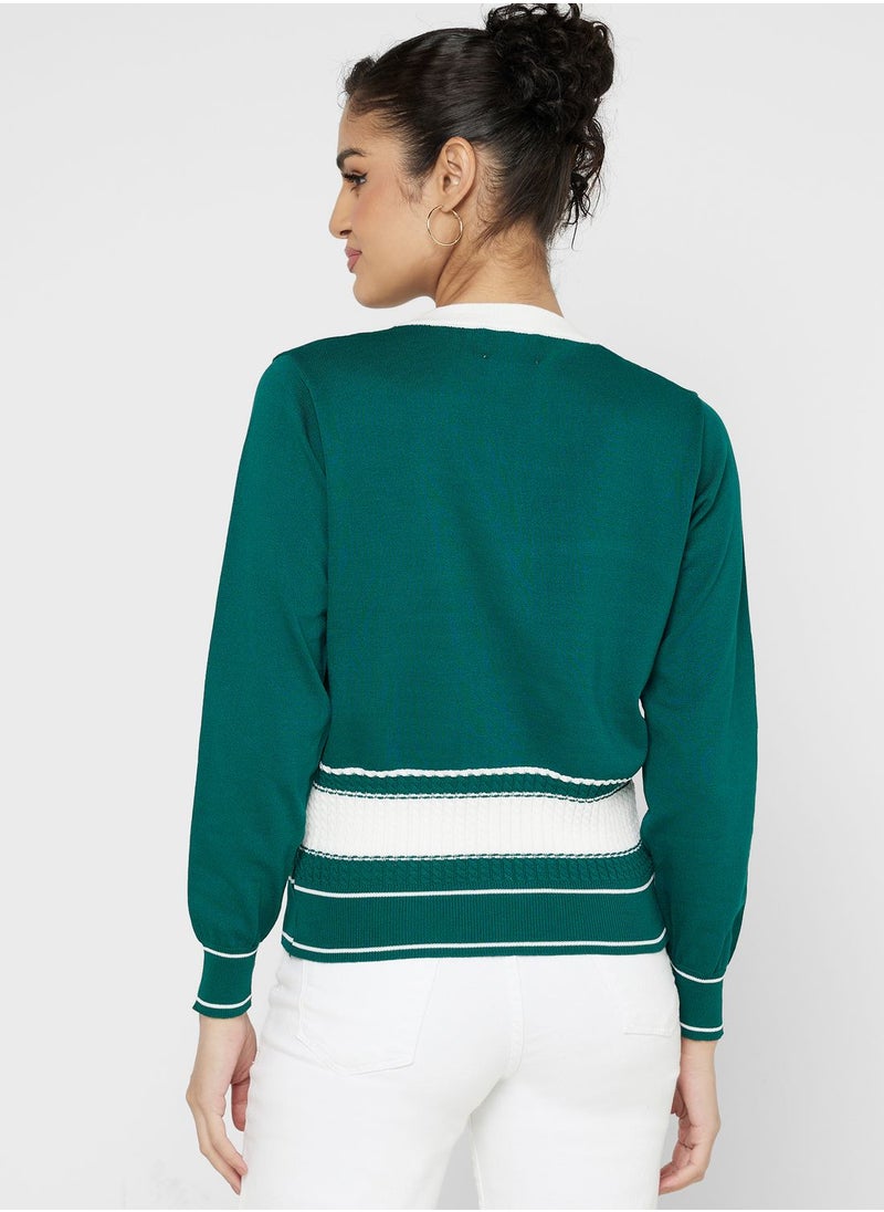 ELLA - Ribbed Front Tie Sweater - Image 1