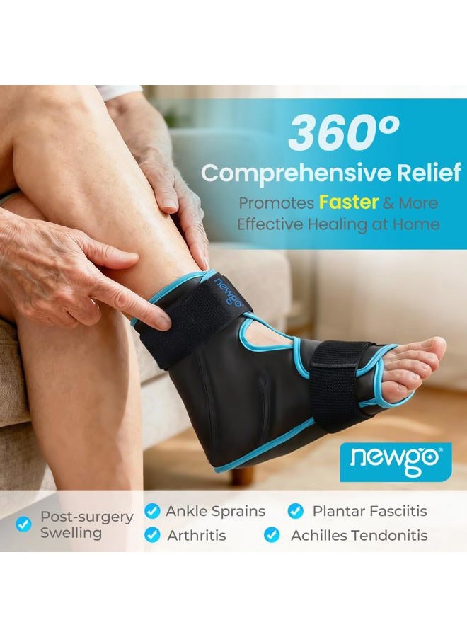 NEWGO Ice Pack Foot Ankle Ice Pack Wrap for Plantar Fasciitis, Foot Surgery Recovery, Hot Cold Therapy Ice Boot for Bunions, Ankle Injury, Swelling, Burning Feet - Black - Image 2