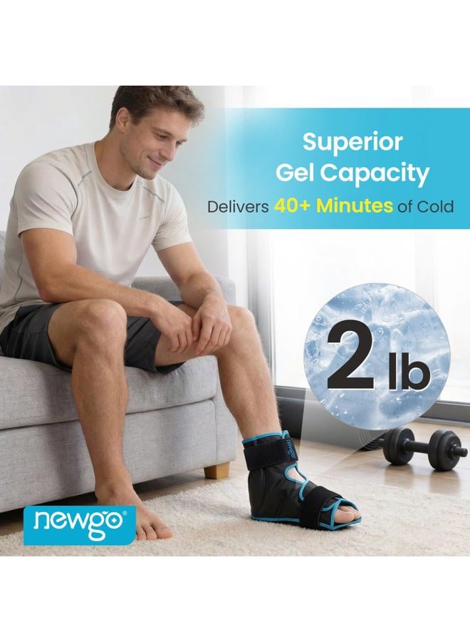 NEWGO Ice Pack Foot Ankle Ice Pack Wrap for Plantar Fasciitis, Foot Surgery Recovery, Hot Cold Therapy Ice Boot for Bunions, Ankle Injury, Swelling, Burning Feet - Black - Image 3