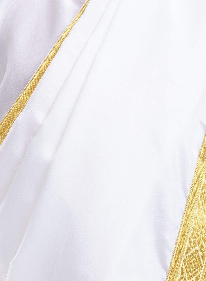 FancyDressWale Synthetic Girls Costume, Read To Wear Pre-Stitched Saree, White - Image 4