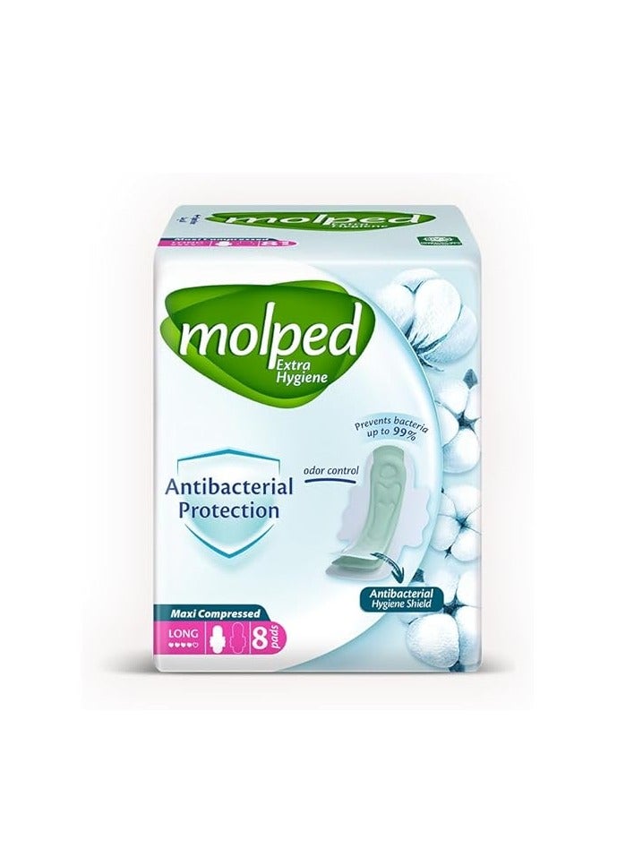 Antibacterial Long Sanitary Pads - Maxi Compressed 8 Pieces