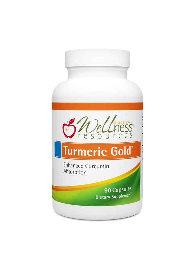 Wellness Resources Turmeric Gold Caps with TurmiPure Turmeric Extract - Highest Curcuminoid Bioavailability (90 Capsules) - Non-GMO, Vegan, Gluten-Free Turmeric Supplement …  - Image 1