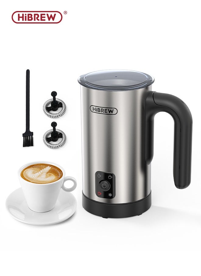 HiBREW HiBREW 4 in 1 Portable Electric 450W Silver Milk Frother Frothing Foamer Fully automatic Milk Warmer Cold/Hot Latte Cappuccino Chocolate Protein powder M3A  - Image 1