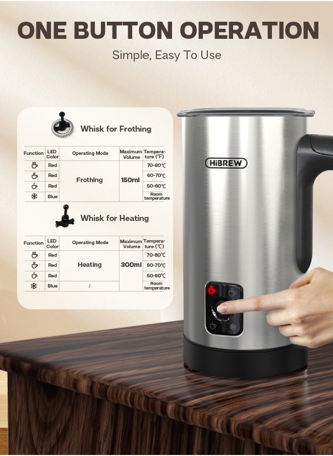 HiBREW HiBREW 4 in 1 Portable Electric 450W Silver Milk Frother Frothing Foamer Fully automatic Milk Warmer Cold/Hot Latte Cappuccino Chocolate Protein powder M3A  - Image 5