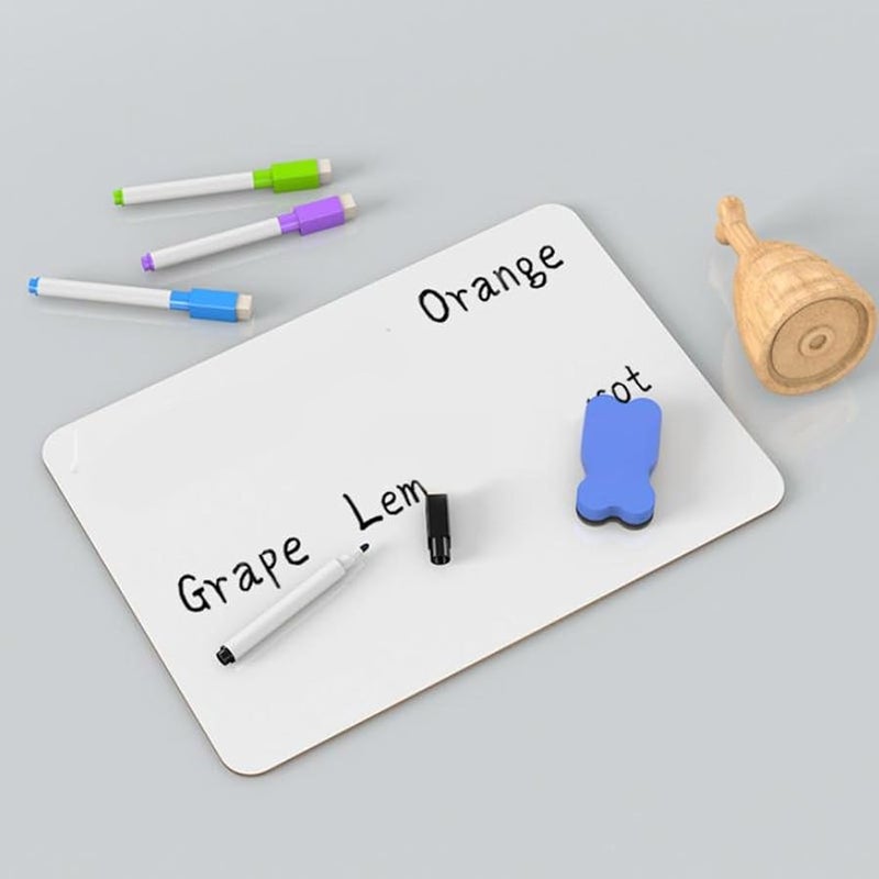 3 قطع مجموعة سبورة بيضاء مع ممحاة وعلامات لوح كتابة مزدوج الجانب للطلاب والمعلمين والمدرسة - Image 5