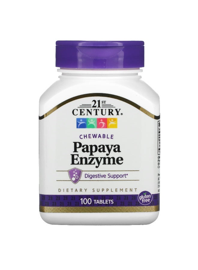 21st CENTURY 21st Century, Papaya Enzyme, Chewable, 22 mg, 100 Tablets  - Image 1