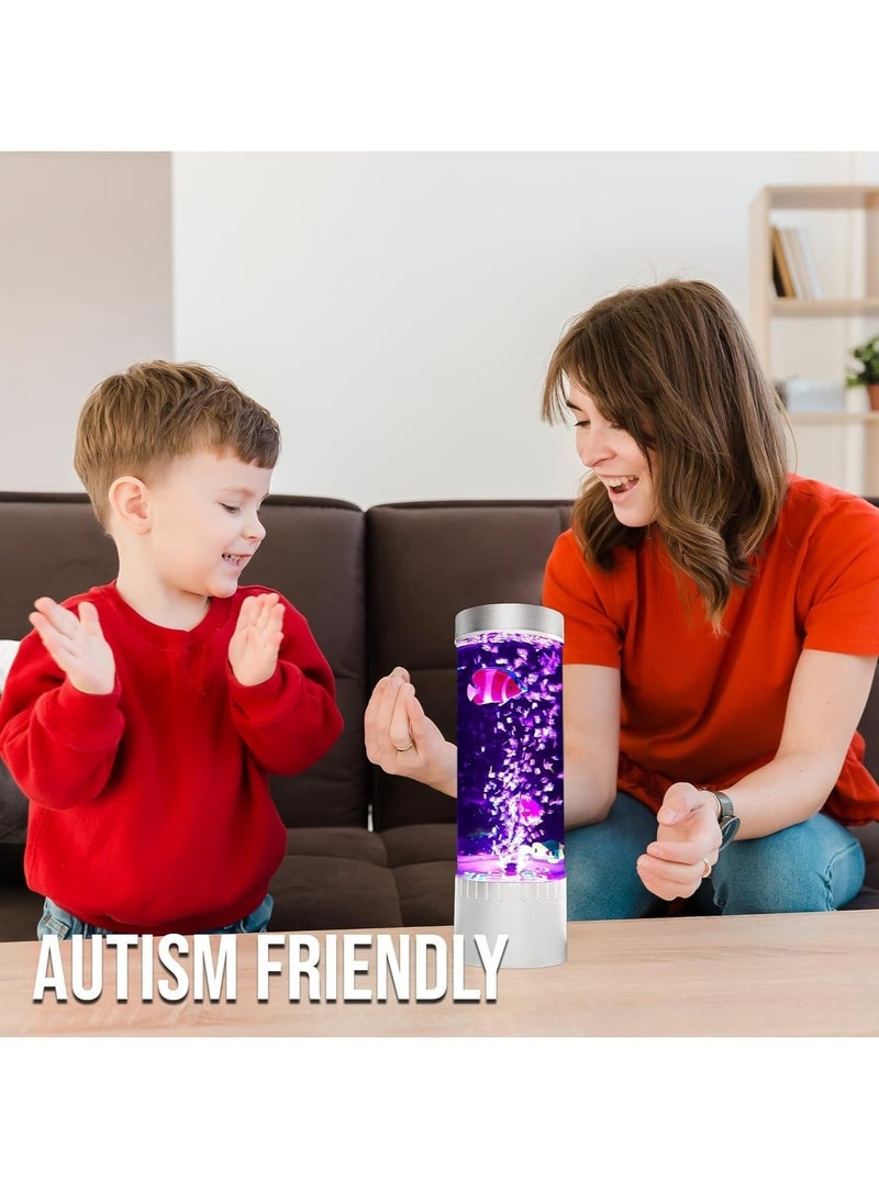 Bubble Fish Lava Lamp | Desktop Sensory LED Bubble Lamp | Color Changing Aquarium lamp | Artificial Fish Tank with Moving Fish, Sea Horse, Jellyfish | Gift for Kids, Adults, ADHD u0026 Autism