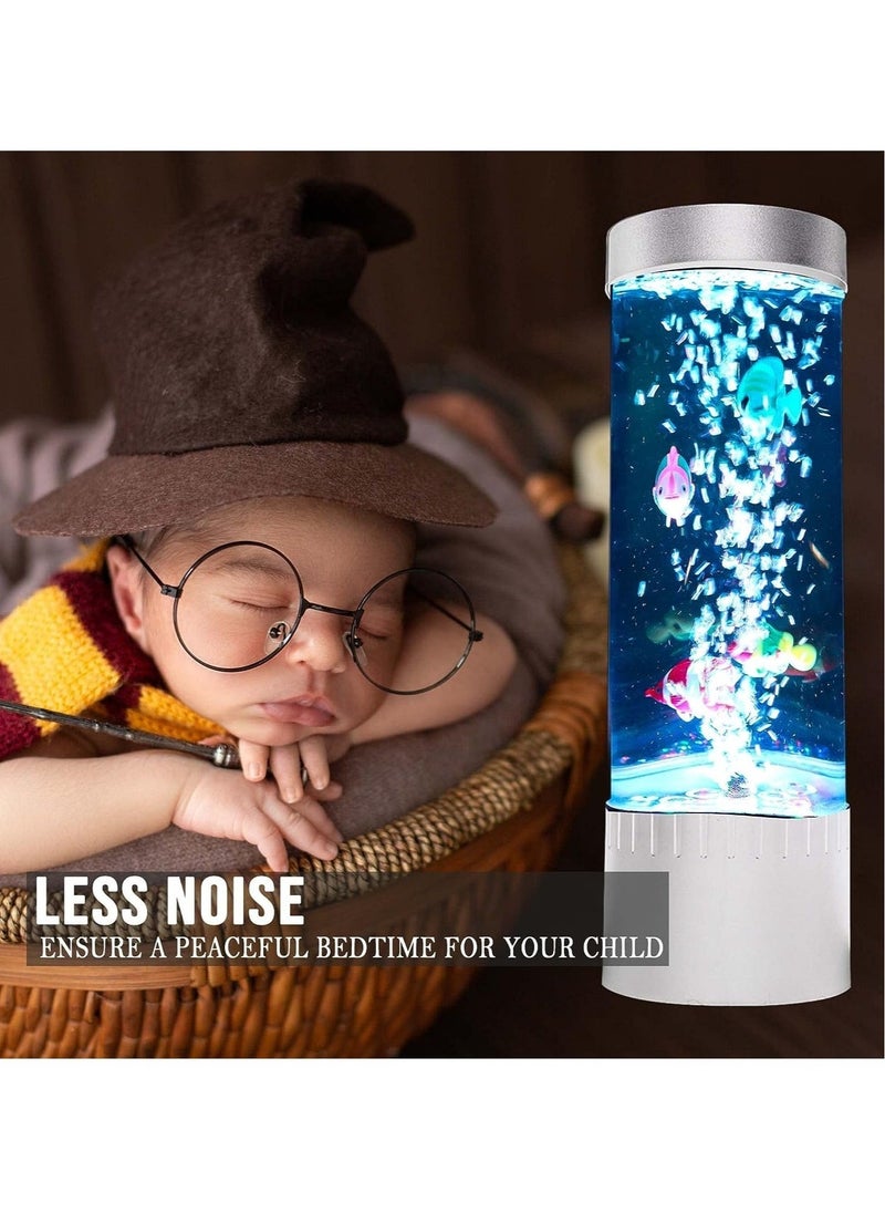 Bubble Fish Lava Lamp | Desktop Sensory LED Bubble Lamp | Color Changing Aquarium lamp | Artificial Fish Tank with Moving Fish, Sea Horse, Jellyfish | Gift for Kids, Adults, ADHD u0026 Autism