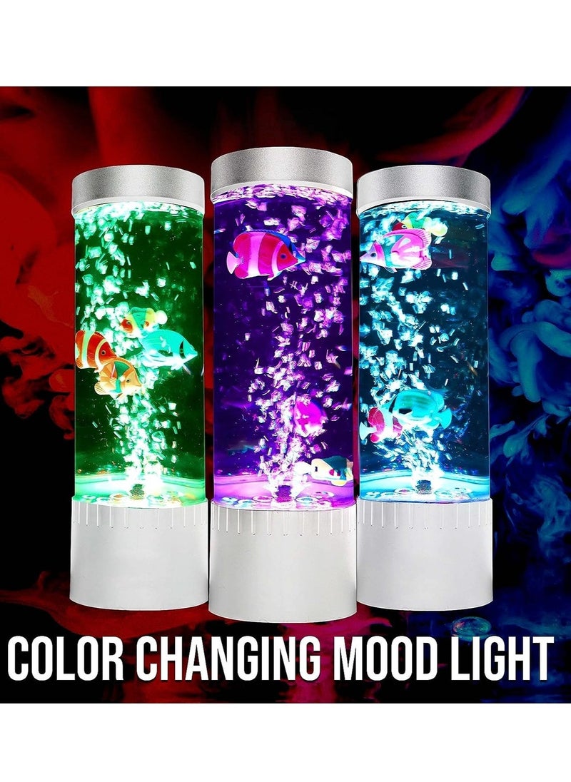 Bubble Fish Lava Lamp | Desktop Sensory LED Bubble Lamp | Color Changing Aquarium lamp | Artificial Fish Tank with Moving Fish, Sea Horse, Jellyfish | Gift for Kids, Adults, ADHD u0026 Autism