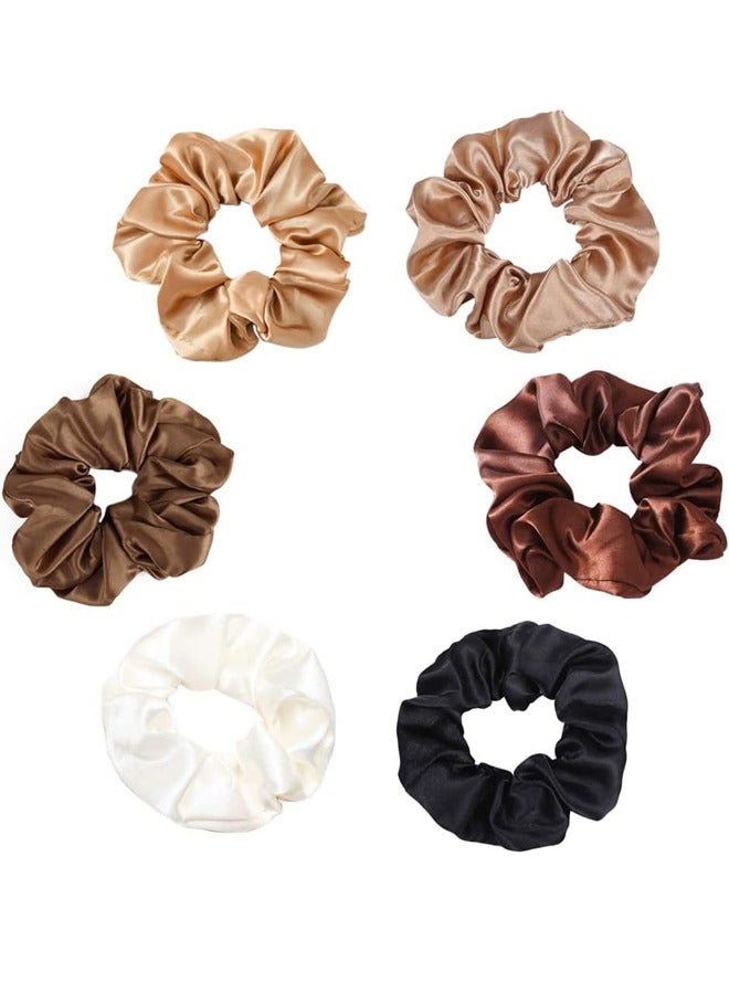 GUSGU 6pcs Hair Silk Scrunchies Satin Elastic Hair Bands Scrunchy Hair Ties Ropes Scrunchie Hair Accessories for Women and Girl Assorted Colors - Image 1