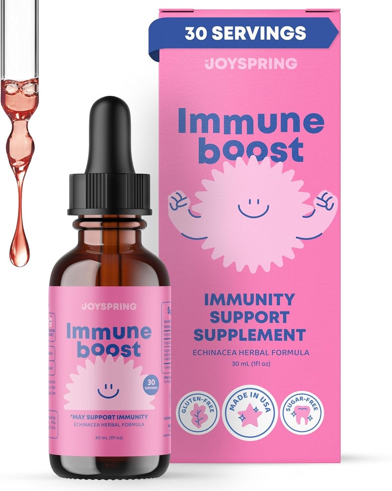 JoySpring Immune Drops  Kids Immunity Support Supplement 1 fl oz 30 Servings with Organic Elderberry Liquid Echinacea Oregon Grape Root  Orange Peel for Ages 216 Years and Adults - Image 1