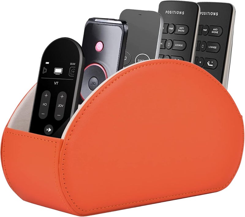 RHCSZ Remote Control Holder,TV Remote Caddy/Box with 5 Compartments,Bedside Table Organizer for Controller,Glasses,makeup brushes,jewelry and Media Player,Pen/Pencil Storage(Orange) - Image 1