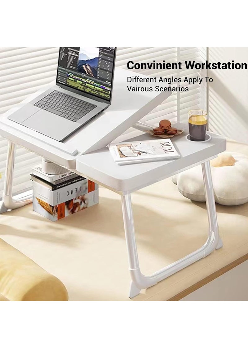 MIXDE Laptop Bed Tray Desk, Adjustable Folding Laptop Bed Table, Portable Standing Desk, Foldable Lap Tablet Desk with Cup Holder for Bed Couch Sofa Floor, Working, Writing - Image 4