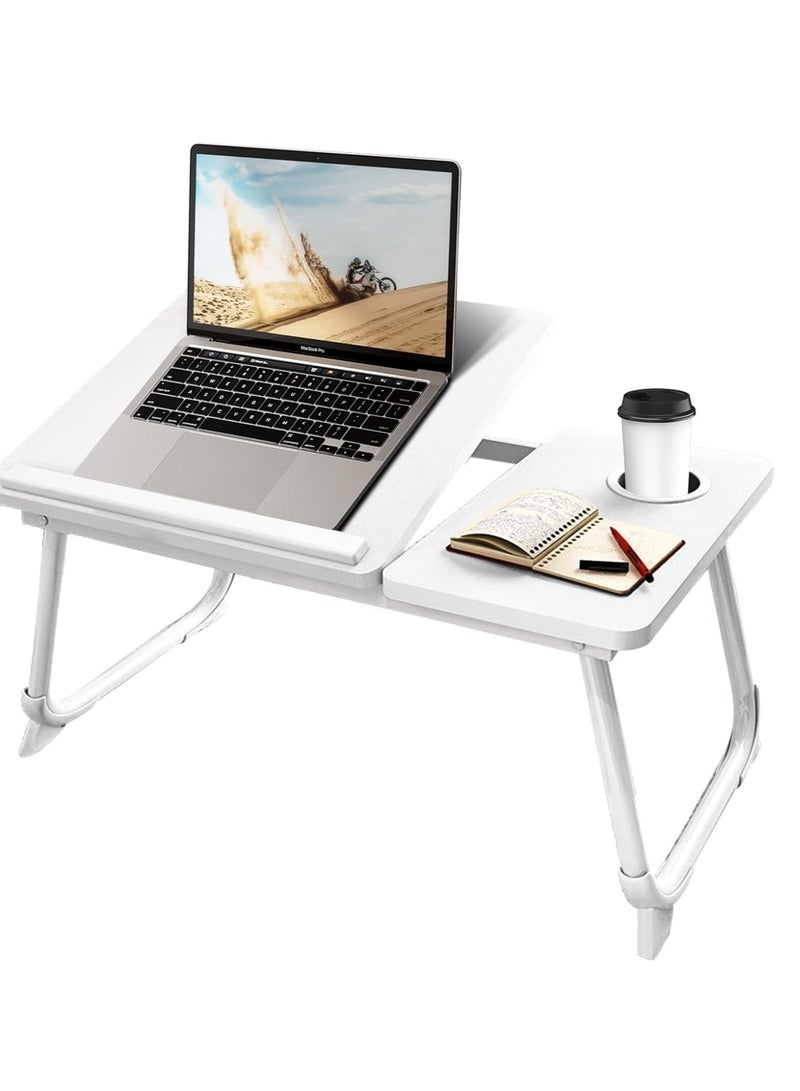 MIXDE Laptop Bed Tray Desk, Adjustable Folding Laptop Bed Table, Portable Standing Desk, Foldable Lap Tablet Desk with Cup Holder for Bed Couch Sofa Floor, Working, Writing - Image 1